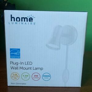 NWOT Home Luminaire White Plug-In LED Wall Mount Lamp